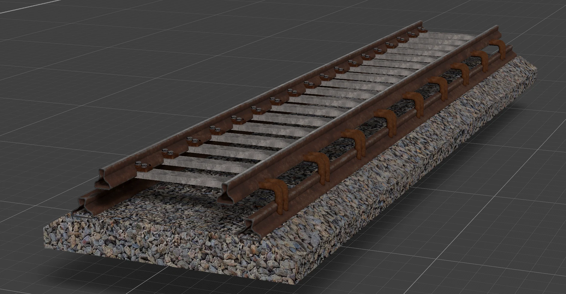 Textured railway track, 3D render
