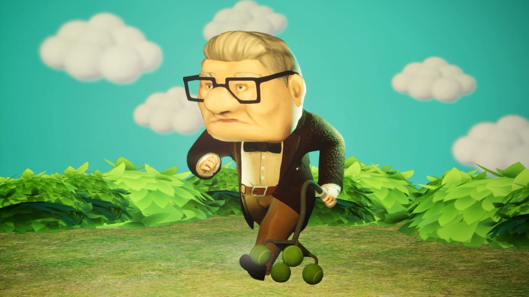 Stylized elderly 3D character beauty render