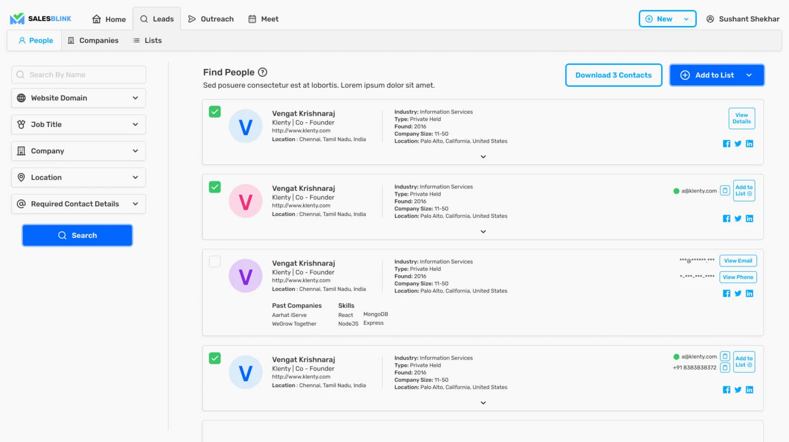 SalesBlink find people: leads search