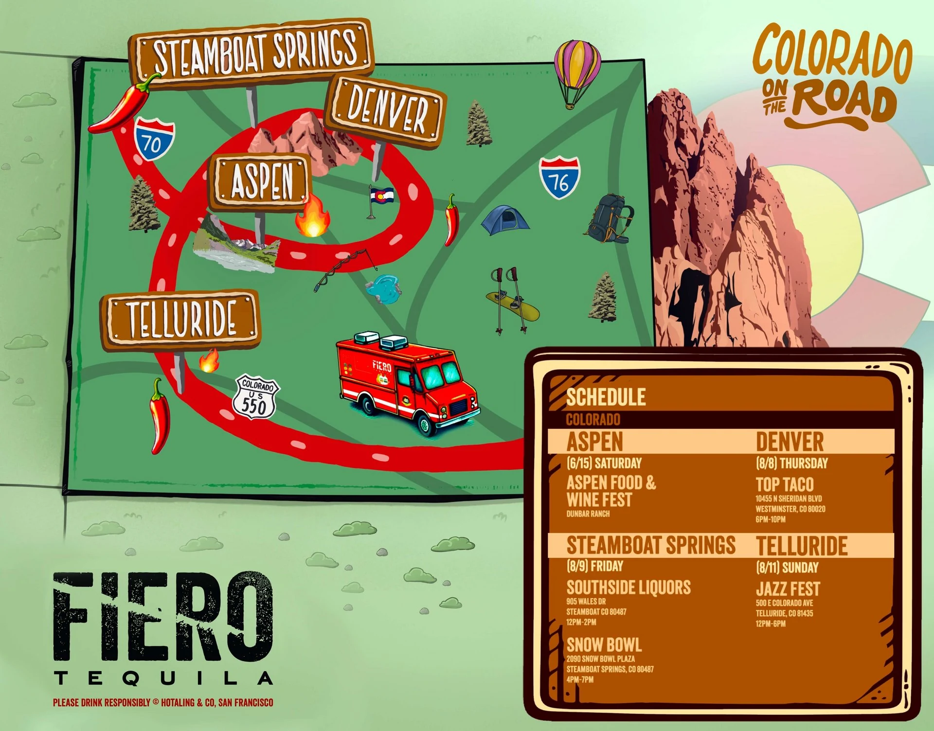 Fiero Tequila Colorado map flyer