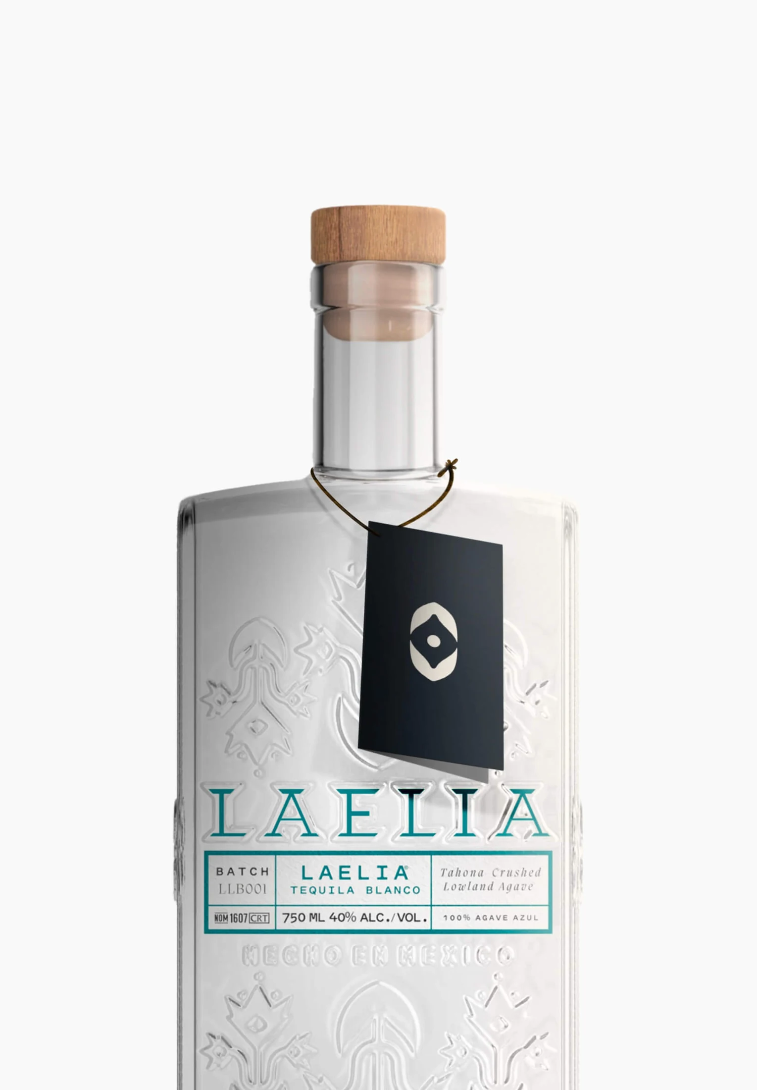 Laelia Tequila bottle mockup, dark tag