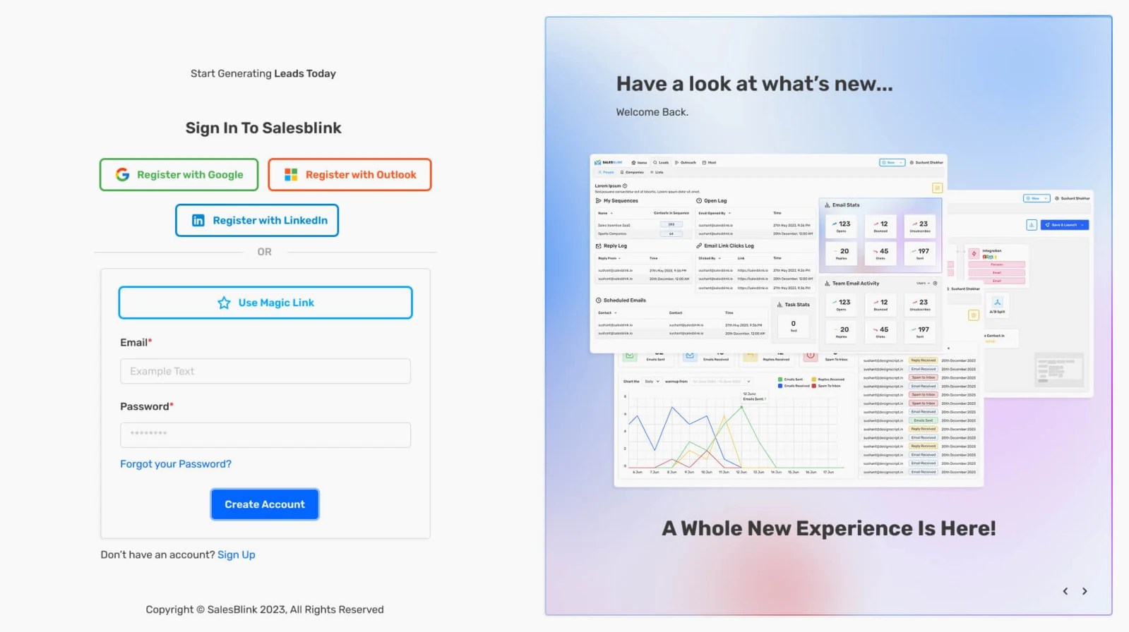 SalesBlink sign-in page